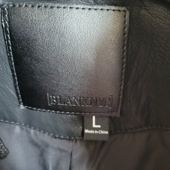 New Blank-NYC Men's Leather Moto Full Zip Jacket w/Hood – Size Large - Picture 10 of 14